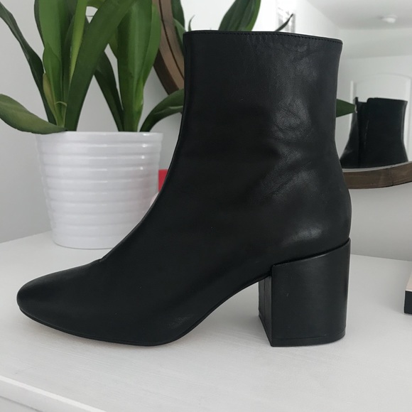 black leather sock booties